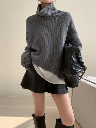 Asymmetrical Turtleneck Oversized Sweater