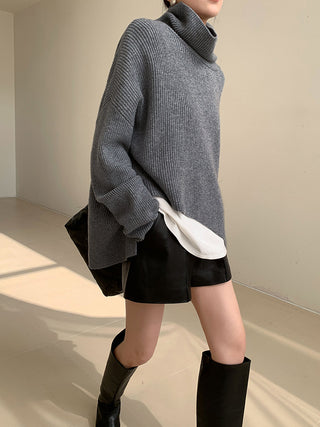 Asymmetrical Turtleneck Oversized Sweater