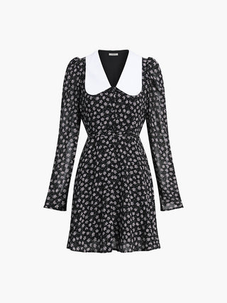 Floral Peter Pan Collar Short Dress