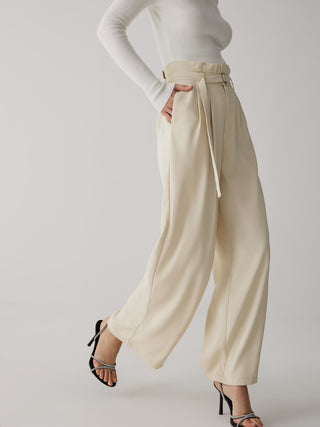 Wide-Leg Long Pants With Belt