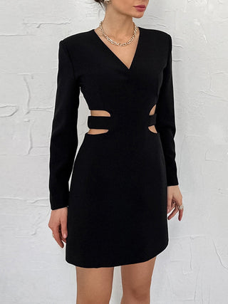 Waist Cut Out V-Neck Short Dress