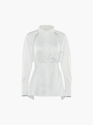 Cut Out Button Down Collar Shirt