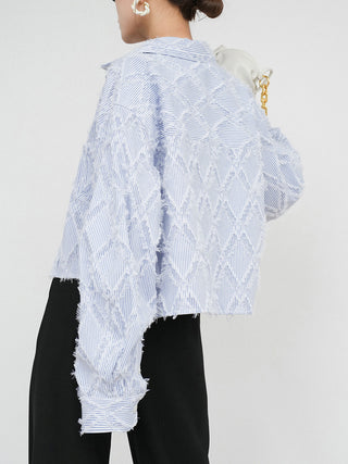 Diamond Pattern With Tassel Line Shirt