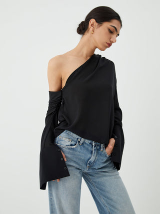 Asymmetric One Shoulder Off Blouse