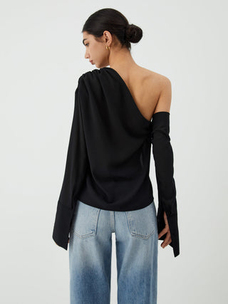 Asymmetric One Shoulder Off Blouse