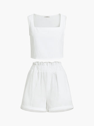 Solid Cotton Ruffle Short Sets