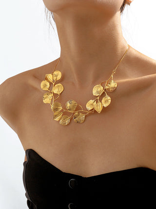 Vintage Alloy Leaf Design Necklace