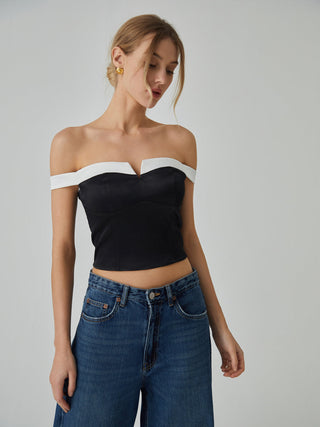 Contrast Trim Off-Shoulder Blouse