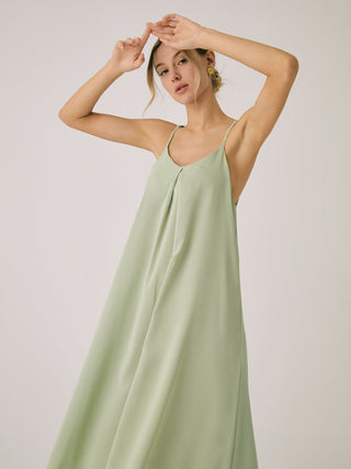 Cotton Blends Pleated Long Dress