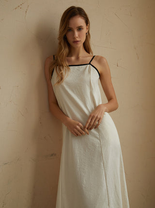 Minimalism Contrast Trim Long Dress