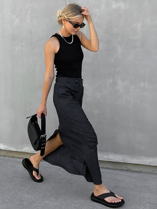 Pocket Striped Maxi Skirt