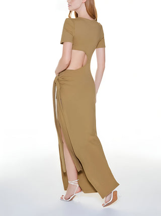 Modal Cutout Split Long Dress