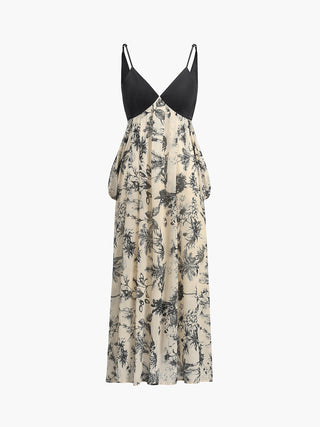 Chiffon Plant Print Cami Long Dress