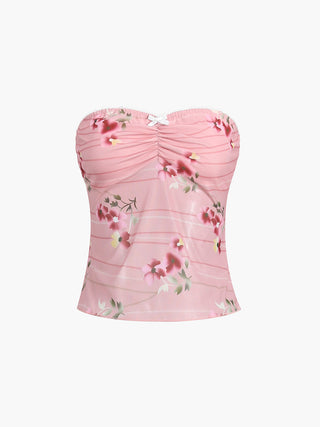 Mesh Floral Sleeveless Blouse