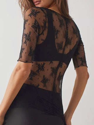 Sheer Lace Half Sleeve Top