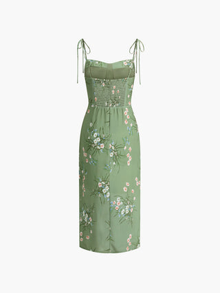 Floral Halter Chiffon Midi Dress