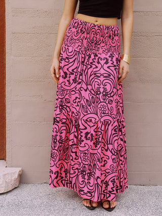 Elastic Vacation Maxi Skirt