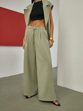 Minimalism Solid Tailored Pants