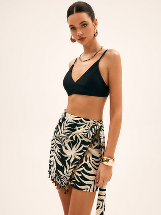 Coconut Grove Print Tassel Trim Mini Skirt