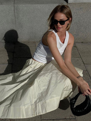 Creamy Leisure Midi Skirt