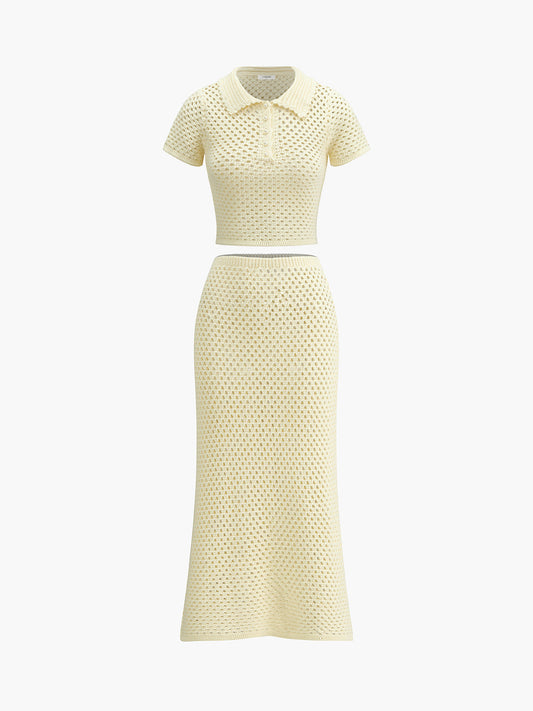 Knitted Beaded Midi Skirt Set