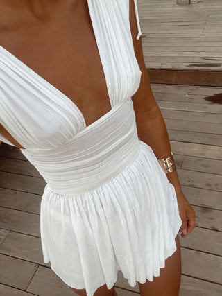 Ruched Drawstring Short Dress