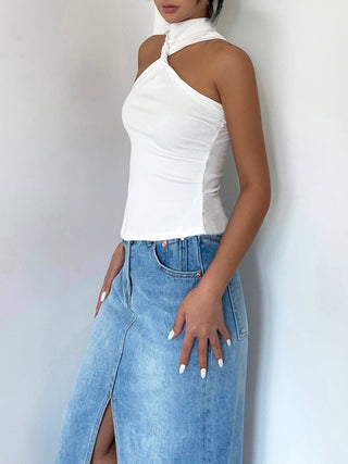 Sleeveless Asymmetrical Knot Top