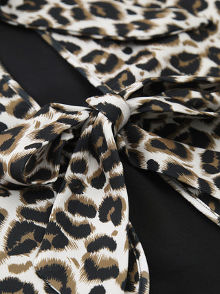 Leopard Print Bow V-neck Vest