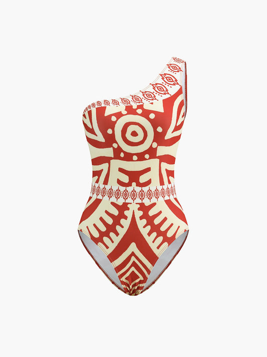 Tropical Print One Piece Swimsuit