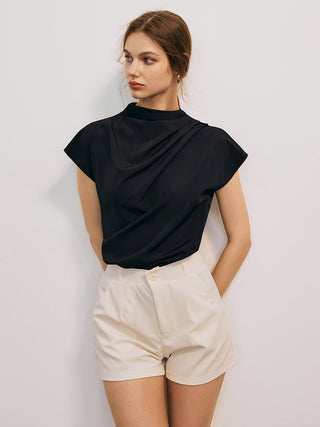 Solid Cap Sleeve Blouse