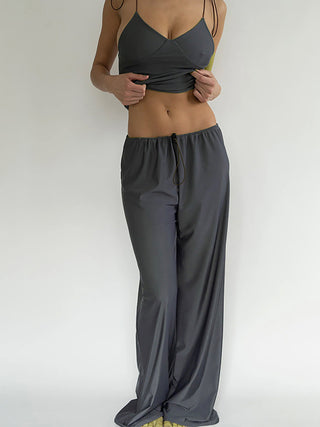 Plain Two Piece Pants Set