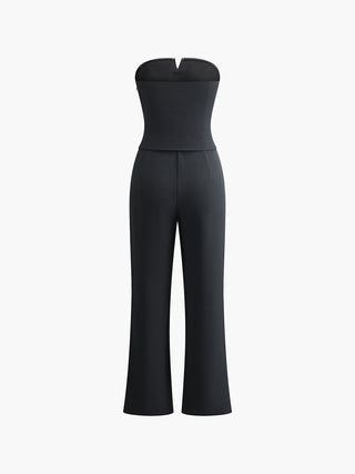 Bow Strapless Solid Jumpsuit