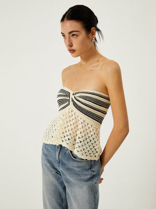 Off-Shoulder Crochet Knit Top