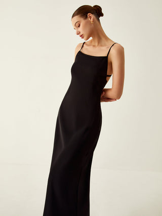 Solid Backless Long Knit Dress