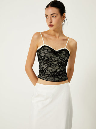 Lace Contrast Trim Cami Top