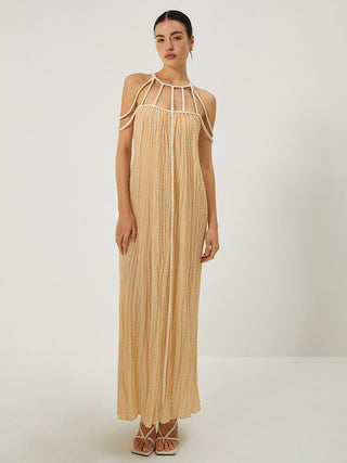 Draped Halterneck Backless Long Dress