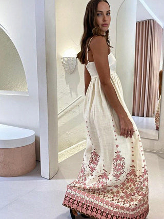 Floral Print Spaghetti Strap Long Dress