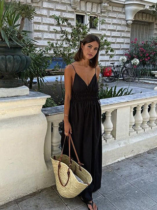 Backless Drawstring Cami Long Dress