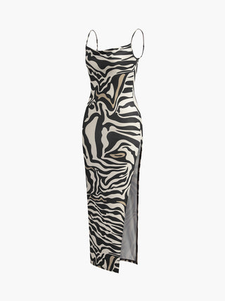 Sexy Backless Zebra Print Slim Fit Dress