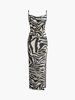 Sexy Backless Zebra Print Slim Fit Dress