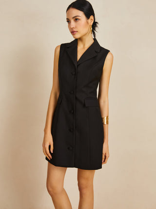 Muti-Button Collared Short Dress