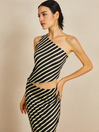 Asymmetrical Striped Skirt Set