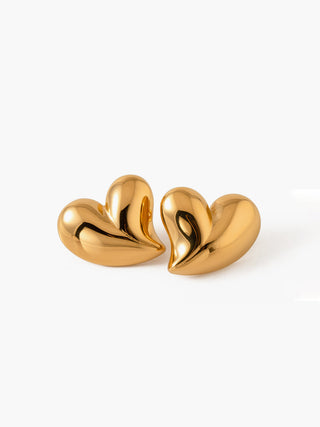 Oversize Heart Gold Earrings