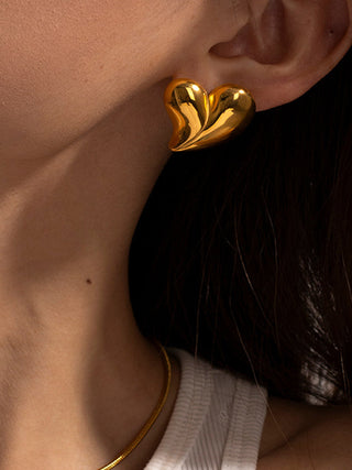 Oversize Heart Gold Earrings