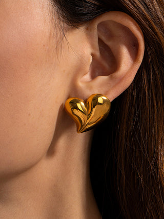 Oversize Heart Gold Earrings