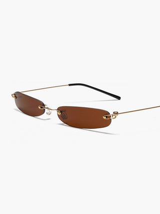 Narrow Rimless Rectangular Sunglasses