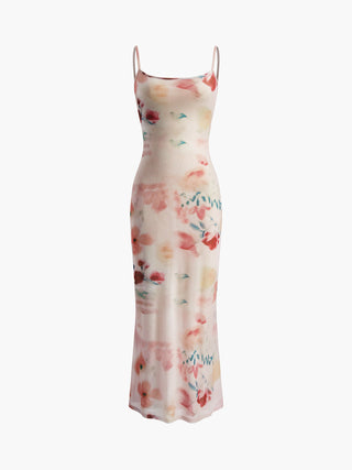 Slim Sexy Floral Print Long Dress