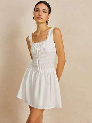 Sleeveless Square Neck Flare Short Dress