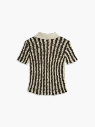 Striped Short Sleeve Knit Top