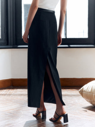 Elegant Solid Split Skirt